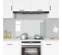 LoogCape Tempered Glass Kitchen Splashback, 100 x 60 cm, Transparent, with Easy Mounting Kit, Protects Kitchen Walls from Grease Splashes, Scratch-Resistant, Durable, Easy to Clean, Modern Design