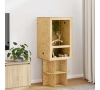 LoogCape Terrarium Brown 50 x 50 x 80 cm OSB Wood with Sliding Door for Reptiles and Amphibians, Durable Vivarium with Ventilation, Ideal Habitat for Gecko, Turtle, Chameleon, Insects