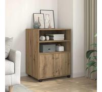 LoogCape The Rolling Cabinet Artisan Oak 60 x 48 x 81 cm Wood Material with 4 Wheels, Lockable, for Office, Home Office, with Drawers, Shelf, Hanging Files, Documents, Storage