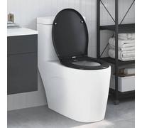 LoogCape Toilet Seat Black 47 x 37 x 4 cm Duroplast with Soft Close Mechanism for Bathroom Guest Toilet Durable and Stable Easy to Assemble Universal Suitable for Various Bathroom Styles