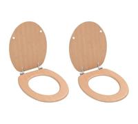 LoogCape Toilet Seats Set of 2 with MDF Lid Bamboo Design for Standard Toilet Models with Adjustable Hinges, Durable, Easy to Clean, Universal Fit, Softclose, Quiet and Stable
