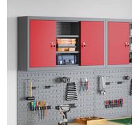 LoogCape Tool Cabinet with Shelf Made of Steel and Wood, 100 x 20 x 55 cm, for Workshop, Garage, Basement, Industrial Organiser System, Lockable with 2 Cam Locks, Mobile and Space-Saving