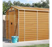 LoogCape Tool Shed 191 x 725 x 198 cm, Galvanised Steel in Light Brown, Weatherproof Garden Shed with Large Storage Space, Lockable, for Tools, Lawnmowers, Bicycles, Wheelie Bin, Patio