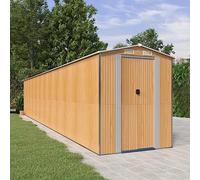 LoogCape Tool Shed 192 x 1021 x 223 cm Galvanised Steel Weatherproof Garden Shed with Double Sliding Doors Protective Box for Tools, Lawnmowers, Bikes, Storage, Lockable, Robust
