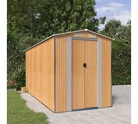 LoogCape Tool Shed 192 x 440 x 223 cm Galvanised Steel Weatherproof Waterproof with Double Sliding Doors and Storage Space for Garden Tools, Lawnmowers, Bikes and More