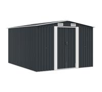 LoogCape Tool Shed 257 x 298 x 178 cm Galvanised Steel in Anthracite Weatherproof Waterproof with Double Sliding Doors and Ventilation Grilles for Safe Storage and Protection in the Garden