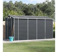 LoogCape Tool Shed Anthracite 191 x 385 x 198 cm Galvanised Steel Weatherproof Lockable for Outdoor Storage and Storage Ideal for Garden Tools Bicycle Lawn Mower