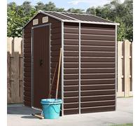 LoogCape Tool Shed Brown 191 x 130 x 198 cm Galvanised Steel Weatherproof Storage Space Garden Shed with Lockable Door and Robust Roof for Garden, Tools, Lawnmowers, Bicycles and Storage