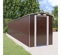 LoogCape Tool Shed Dark Brown 192 x 1021 x 223 cm Galvanised Steel Weatherproof Waterproof with Large Storage Space for Garden Tools, Lawnmowers, Bicycles, Wheelie Bins, Lockable, Durable