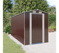 LoogCape Tool Shed Dark Brown 192 x 440 x 223 cm Weatherproof Storage Space Garden Shed with Lockable Door Made of Galvanised Steel for Garden, Tools, Lawnmowers and Storage