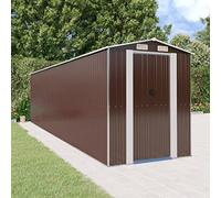 LoogCape Tool Shed Dark Brown 192 x 772 x 223 cm Weatherproof Metal Tool Shed with Lockable Door for Garden, Storage, Tools, Lawnmower, Bike, Wheelie Bin, Outdoor, Space-Saving