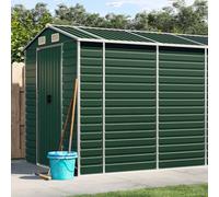LoogCape Tool Shed Green 191 x 810 x 198 cm Galvanised Steel Weatherproof Storage Space with Lockable Door for Garden, Tools, Lawnmower, Bicycle and Wheelie Bin, Robust Garden Shed with Ventilation
