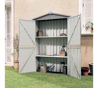 LoogCape Tool Shed Grey 116 x 45 x 175 cm Galvanised Steel Weatherproof Lockable for Garden Balcony Patio with Storage Space for Tools, Bikes, Lawn Mowers and Firewood