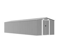 LoogCape Tool Shed Grey 257 x 990 x 181 cm Galvanised Steel Weatherproof Robust with 4 Ventilation Slits Large Storage Space for Tools, Garden Tools, Bicycles, Lawn Mowers, Firewood and Wheelie Bin