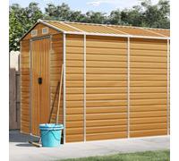 LoogCape Tool Shed Light Brown 191 x 555 x 198 cm Galvanised Steel Weatherproof Storage Space for Garden Tools Bicycles Wheelie Bin Outdoor