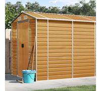 LoogCape Tool Shed Light Brown 191 x 810 x 198 cm Galvanised Steel Weatherproof Waterproof Garden Shed with Large Storage Space, Lockable, Robust Garden Shed, Tool Box, Shelter for Tools