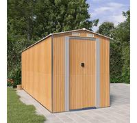 LoogCape Tool Shed Light Brown 192 x 523 x 223 cm Galvanised Steel Weatherproof Waterproof with Large Storage Space for Tools Garden Furniture and Appliances