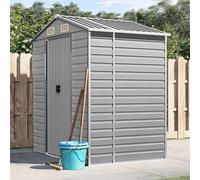 LoogCape Tool Shed Light Grey 191 x 130 x 198 cm Galvanised Steel Weatherproof Lockable for Outdoor Garden Shed Storage of Tools Lawn Mower Bicycle Wheelie Bin Robust Metal House