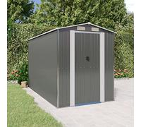 LoogCape Tool Shed Light Grey 192 x 357 x 223 cm Galvanised Steel Weatherproof Waterproof with Large Storage and Lockable Door for Garden, Tools and More