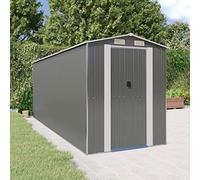 LoogCape Tool Shed Light Grey 192 x 523 x 223 cm Galvanised Steel Weatherproof Waterproof with Practical Door and Large Storage Space for Garden, Tools, Lawnmower, Bicycle and Accessories