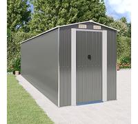 LoogCape Tool Shed Light Grey 192 x 689 x 223 cm Galvanised Steel Weatherproof Lockable for Garden, Storage, Tools, Lawnmower, Outdoor, Space-Saving, Robust, Safe