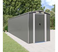 LoogCape Tool Shed Light Grey 192 x 772 x 223 cm Galvanised Steel Weatherproof and Waterproof with Lockable Door for Secure Storage Space in the Garden
