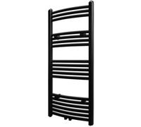 LoogCape Towel Radiator Hot Water Curved Black 500 x 1160 mm with 18 Steel Tubes for Bathroom, Bedroom, Conservatory, Heater, Frost Monitor, Easy Assembly and High Heating Output