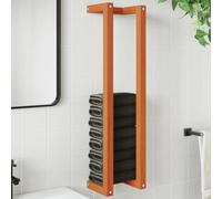 LoogCape Towel Rail Wax Brown 23 x 18 x 90 cm Solid Pine Wall Mounted Bathroom Self-Adhesive Space Saving with Shelf for Towels and Bathroom Accessories