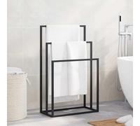 LoogCape Towel Stand Black 48 x 24 x 79 cm Iron Space-Saving Self-Adhesive for Bathroom Toilet Kitchen Rust-Proof Swivelling