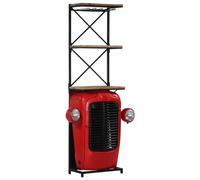 LoogCape Tractor Wine Cabinet Mango Solid Wood 49 x 31 x 172 cm with 2 Shelves for Wine Bottles and Glasses, Handmade Furniture for Home Bar, Kitchen, Dining Room or Living Room
