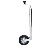 LoogCape Trailer Jockey Wheel 48mm Galvanised Steel Adjustable to 83cm with Heavy Duty Solid Rubber Wheel 150kg Suitable for Trailers, Motorhomes, Boxes, Low Loaders, Uploaders