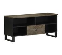 LoogCape TV Cabinet 100 x 33 x 46 cm Solid Wood Mango with Storage Space and Cable Management for Living Room Bedroom Hifi Rack, Sideboard, Media Cabinet, Rotatable, Standing, Robust Design