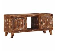 LoogCape TV Cabinet 105 x 46 x 32 cm Solid Wood Reclaimed Wood with Doors, Cable Management, Storage Space, Rotating Wheels for Living Room, Bedroom, Home Cinema, Durable, Robust, Stylish, Versatile