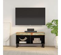 LoogCape TV Cabinet 85 x 33 x 43.5 cm Recycled Solid Wood with Iron Legs, Spacious Lowboard for Living Room, Bedroom, Media or Hi-Fi Rack, with Storage Space