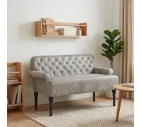 LoogCape Two Seater with Button Binding, Light Grey, 120 x 65 x 78 cm, Modern Loveseat with Padded Backrest, Sturdy Wooden Frame, Stylish Rubber Wood Legs, Durable Faux Suede