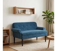 LoogCape Two Seater with Button Stitching Blue 120 x 66 x 78 cm Velvet Modern Design Durable Frame for Living Room and Bedroom Comfortable Upholstery Sturdy Wooden Feet Easy Assembly