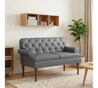 LoogCape Two Seater with Button Stitching Grey 120 x 65 x 77 cm Faux Leather Modern Loveseat with Sturdy Wooden Frame Comfortable Padded Ideal for Living Room and Bedroom Durable Covers