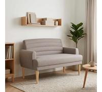 LoogCape Two Seater with Button Stitching Taupe 116 x 67 x 80 cm Fabric Upholstered Bench Wooden Frame Living Room Furniture for Bedroom Dining Room