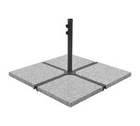 LoogCape Umbrella Weight Plates, Pack of 4, Square Grey Granite, 100 kg, Sturdy Floor Umbrella Holder for Balcony, Patio, Garden, Beach, Windproof and Windproof