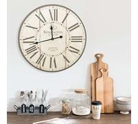 LoogCape Vintage Wall Clock London 60 cm with Quartz Movement and Analogue Hands Silent Ticking Battery Operated for Living Room Kitchen Bedroom Office Retro Country Style