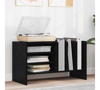 LoogCape Vinyl Record Cabinet Black Oak Look 78.5 x 35 x 45 cm with Storage Space, Versatile Sideboard for Living Room, TV Lowboard, Hifi Rack, Ideal for Media, Magazines