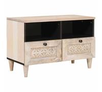LoogCape Wall Mounted TV Cabinet with Drawers in White 70 x 33 x 46 cm Made of Wood Composite Modern Media Cabinet with Storage for Living Room, Home Theater and Gaming, Cable Management, Elegant