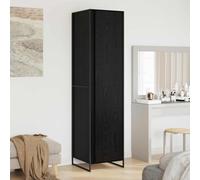 LoogCape Wardrobe Black Oak Look 50 x 50 x 200 cm Wood Material Modern Storage Space with 4 Doors for Bedroom, Hallway or Children's Room, Durable Design, Easy Assembly