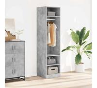 LoogCape Wardrobe Concrete Grey 50 x 50 x 200 cm Wood Material with 3 Small Compartments, 1 Large Compartment, Clothes Rail, Storage Space, Easy-Care Surface, Ideal for Bedroom, Hallway or Children's