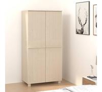 LoogCape Wardrobe Honey Brown 89 x 50 x 180 cm Solid Pine Wood with Storage Space, Clothes Rail, Compartment and Wooden Handles for Bedroom, Hallway or Children's Room