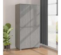 LoogCape Wardrobe Light Grey 89 x 50 x 180 cm Solid Pine Wood with Clothes Rail Compartment and Storage Space for Bedroom Children's Room Hallway