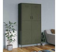LoogCape Wardrobe Olive Green 90 x 50 x 180 cm Steel with 4 Adjustable Shelves and Clothes Rail, Durable Laundry Cabinet for Bedroom, Hallway or Dressing Room, with Ventilation Slits