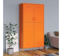 LoogCape Wardrobe Orange 90 x 50 x 180 cm Steel with 4 Adjustable Shelves and Clothes Rail for Bedroom Hallway Children's Room Multipurpose Storage