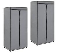 LoogCape Wardrobe Pack of 2 Grey 75 x 50 x 160 cm with Clothes Rail Fabric Cabinet Laundry Cabinet for Bedroom Children's Room Hallway Storage Organiser