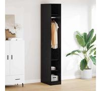 LoogCape Wardrobe with Shelf, Black Oak Look, 50 x 30 x 200 cm, Modern Storage Space for Bedroom, Children's Room, Hallway, Organiser with Drawers, Clothes Rail and Shelves